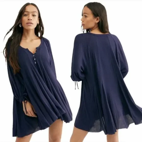 We The Free | Dresses | Free People We The Free Winter Sun Tunic Dress Blue  Small | Poshmark